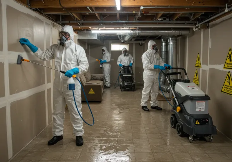 Basement Moisture Removal and Structural Drying process in Midway City, CA